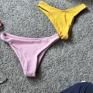 Zaful Yellow and Pink Bikini Bottoms